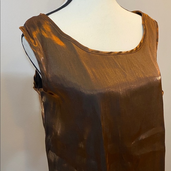 Chic Sleeveless Copper Blouse perfect for holidays size 14 - Picture 1 of 8